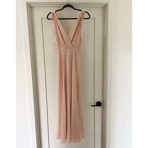 NO FLAWS Lulus Dance the Night Away Blush Pink Backless Maxi Dress XS